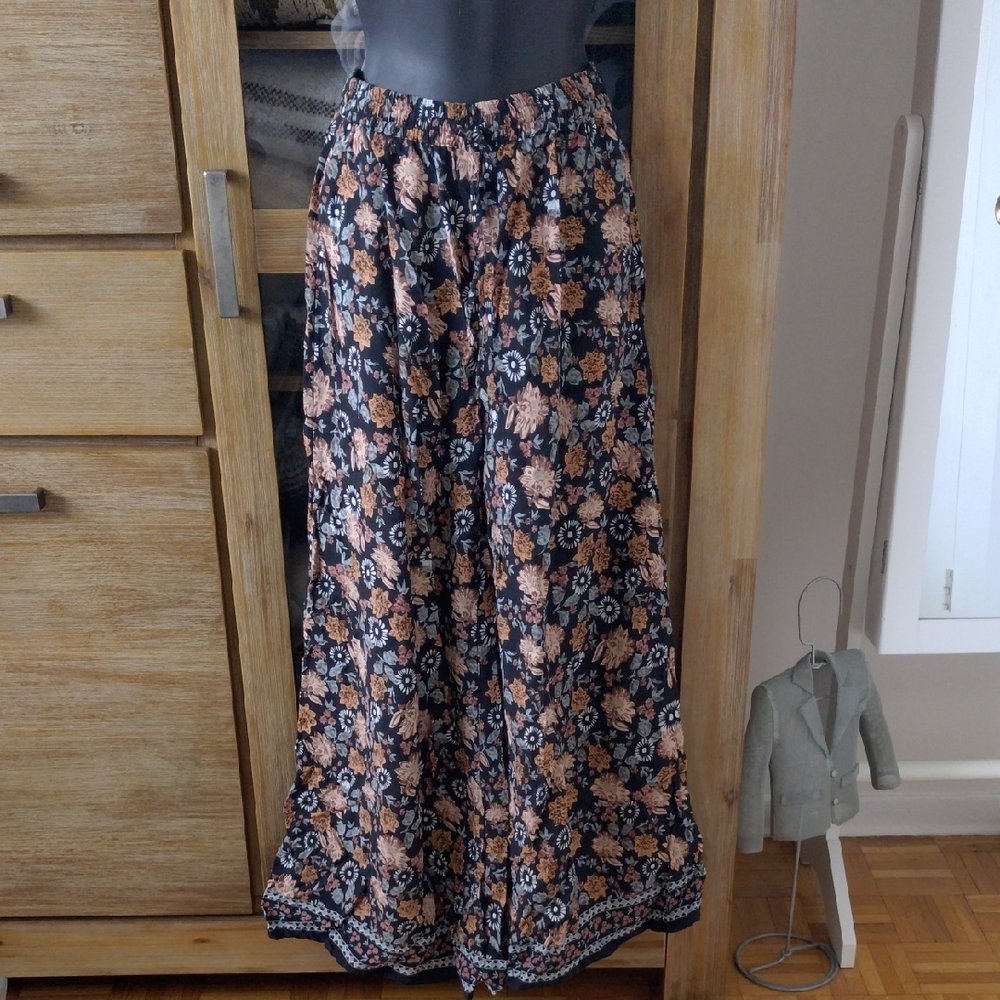 NATURAL LIFE Black and Brown Wide Leg Pants